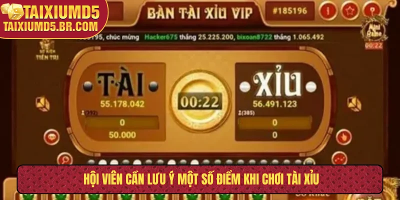 Hội viên cần lưu ý một số điểm khi chơi tài xỉu